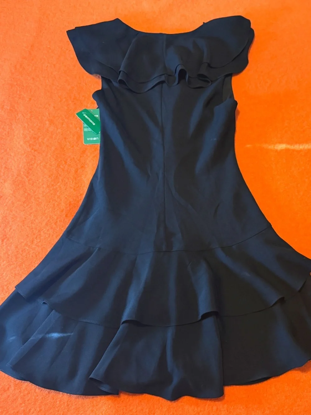 Black crepe ruffle mini dress NWT - Picture 8 of 14